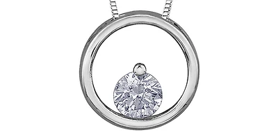 10K White Gold Diamond 0.075cttw Round Cut Pendant 18"