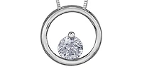 10K White Gold Diamond 0.075cttw Round Cut Pendant 18"