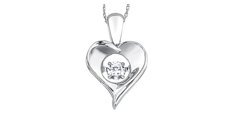 Sterling Silver 0.10cttw White Topaz Pendant, 18"