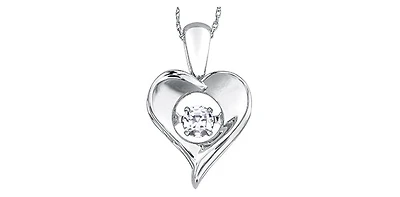 Sterling Silver 0.10cttw White Topaz Pendant, 18"