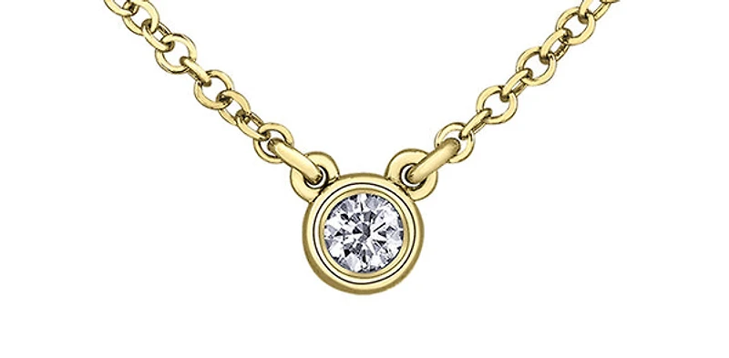 14K Yellow Gold 0.101cttw Canadian Diamond Necklace