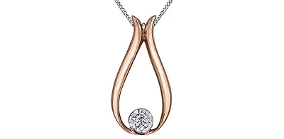10K Rose Gold 0.034cttw Canadian Diamond Necklace