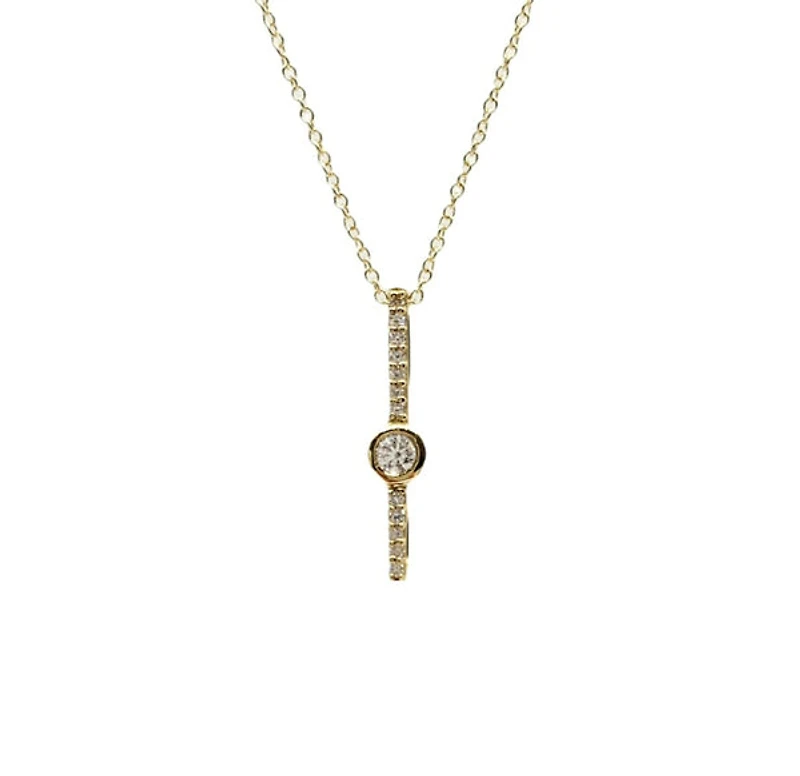 10K Gold 0.11cttw Diamond Necklace with Cable Chain (Spring Clasp) - Adjustable 17