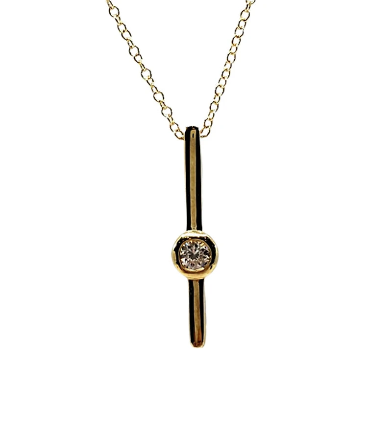 10K Gold 0.06cttw Diamond Necklace with Cable Chain (Spring Clasp) - Adjustable 17