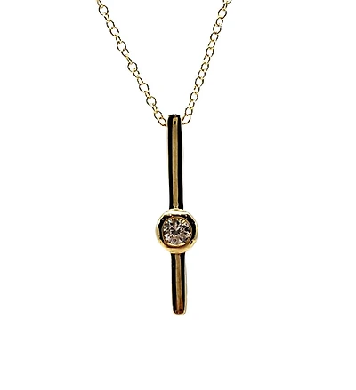 10K Gold 0.06cttw Diamond Necklace with Cable Chain (Spring Clasp) - Adjustable 17
