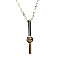 10K Gold 0.06cttw Diamond Necklace with Cable Chain (Spring Clasp) - Adjustable 17