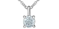 14K White Gold 0.51cttw Lab Grown Diamond Solitaire Necklace with Rolo Chain (Lobster Clasp) - Adjustable 16 - 18 Inches