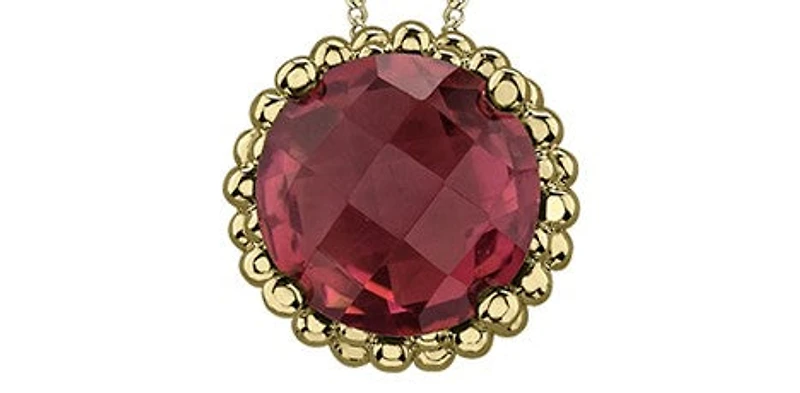 10K Yellow Gold 8mm - 2.50cttw Garnet Necklace - 18 Inches