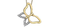 10K Yellow Gold Gold Butterfly 0.03cttw Diamond Necklace - 18"