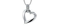 10K White Gold 0.02cttw Diamond Heart Pendant, 18"