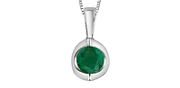 10K White Gold Emerald Pendant, 18"