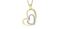 10K White & Yellow Gold 0.14cttw Diamond Heart Pendant, 18"