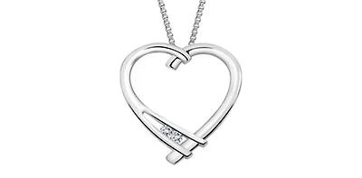 10K White Gold 0.017cttw Round Cut Diamond Pendant