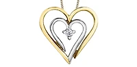 10K Yellow Gold 0.04cttw Canadian Diamond Heart Pendant, 18"