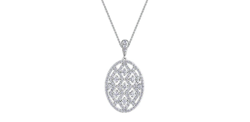 10K White Gold 1.00cttw Diamond Pendant, 18"