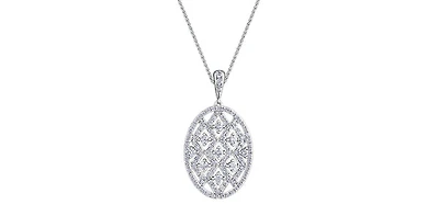 10K White Gold 1.00cttw Diamond Pendant, 18"