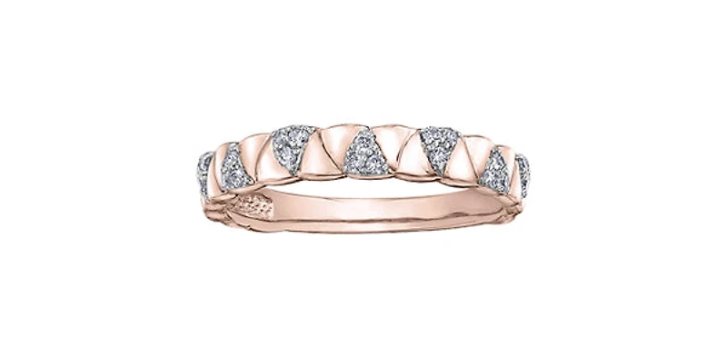 10K Rose Gold 0.19cttw Diamond Ring, size 6.5 - 4.5