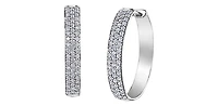 10K White Gold 0.50cttw Diamond Hoop Huggie Hinged Earring