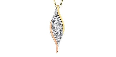 10K White, Yellow & Rose Gold 0.21cttw Diamond Pendant, 18"