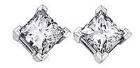 10K White Gold Diamond Stud 0.13cttw Princess Cut Earrings
