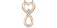 10K Rose Gold 0.04cttw Diamond Heart / Infinity Pendant, 18"
