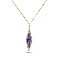 14K Yellow Gold 0.92cttw Amethyst and 0.20cttw Diamond Necklace - 18 Inches