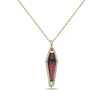 14K Yellow Gold 1.85cttw Garnet and 0.21cttw Diamond Necklace - 18 Inches