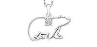 10K White Gold Canadian Diamond 0.083cttw Round Cut Pendant 18"