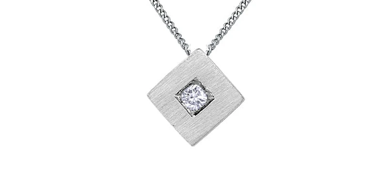 10K White Gold 0.05cttw Diamond Necklace, 18"