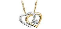 10K White & Yellow Gold 0.01cttw Diamond Double Heart Pendant, 18"