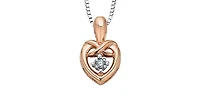 10K Rose Gold & White Gold 0.017cttw Diamond Heart Pendant, 18"