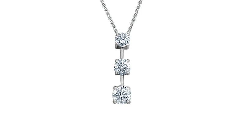 14K White Gold 1.51cttw Lab Grown Diamond Solitaire Necklace with Rolo Chain (Lobster Clasp) - Adjustable 16 - 18 Inches