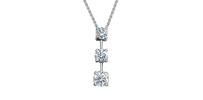 14K White Gold 1.51cttw Lab Grown Diamond Solitaire Necklace with Rolo Chain (Lobster Clasp) - Adjustable 16 - 18 Inches