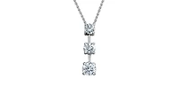 14K White Gold 1.51cttw Lab Grown Diamond Solitaire Necklace with Rolo Chain (Lobster Clasp) - Adjustable 16 - 18 Inches
