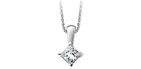 10K White Gold 0.123cttw Princess Cut Canadian Diamond Pendant, 18"