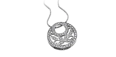 10K White Gold 0.50cttw Diamond Pendant with Box Chain - 18 Inches