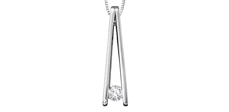 10K White Gold 0.086cttw Canadian Diamond Necklace, 18"