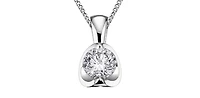 18K Palladium & White Gold 0.20cttw Diamond Solitaire Mezza Luna Pendant, 18"