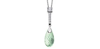 10K White Gold Green Amethyst (Prasiolite) and Canadian Diamond Pendant, 18"