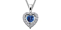 10K White Gold  Sapphire and Diamond Pulse Pendant - 18 inches