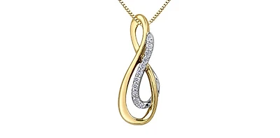 10K Yellow Gold 0.075cttw Diamond Pendant, 18"