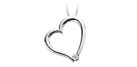 10K White Gold 0.03cttw Canadian Diamond Heart Pendant, 18"