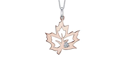 10K Rose Gold 0.02cttw Canadian Diamond Pendant, 18"