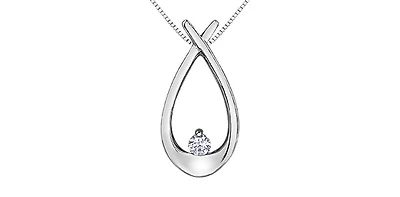 10K White Gold 0.043cttw Diamond Pendant, 18"