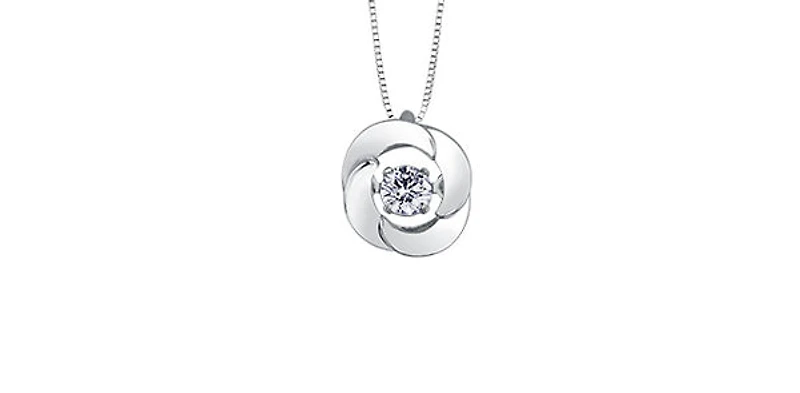 10K White Gold 0.14cttw Diamond Pulse Pendant, 18"