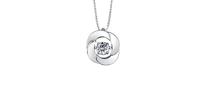 10K White Gold 0.14cttw Diamond Pulse Pendant, 18"
