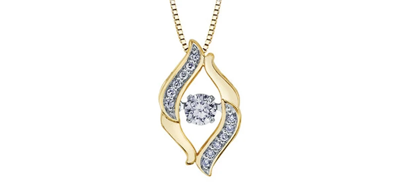10K Yellow Gold 0.20cttw Diamond Pendant, 18"