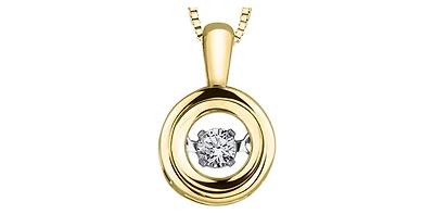 10K Yellow Gold 0.05cttw Diamond Pendant, 18"