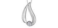 10K White Gold 0.035cttw Canadian Diamond Necklace, 18"