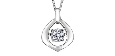10K White Gold 0.02cttw Diamond Pulse Pendant, 18"